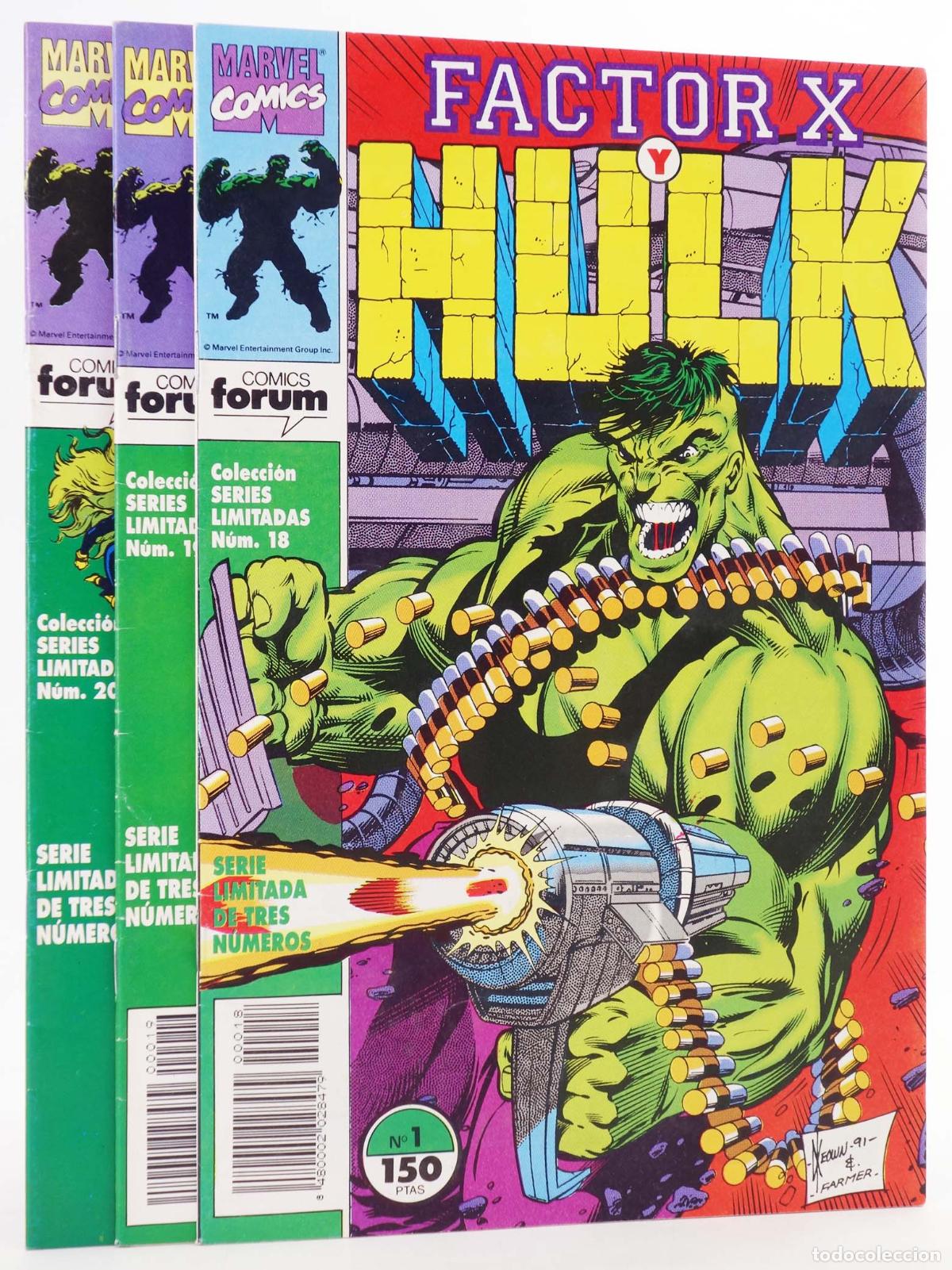 C&oacute;mics: FACTOR X Y HULK 1 A 3. COMPLETA SERIES LIMITADAS 17 A 20. Forum, 1992