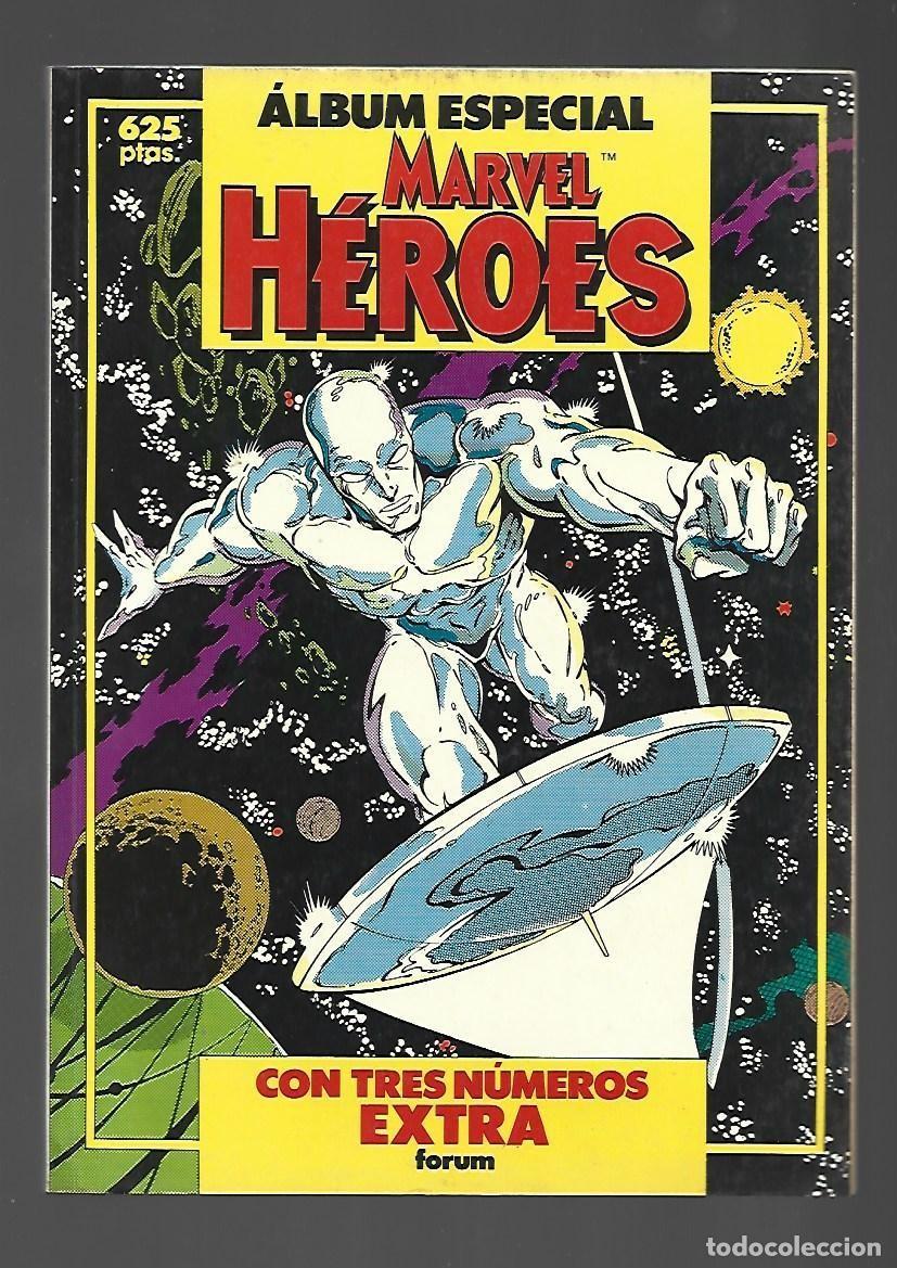 C&oacute;mics: Marvel h&eacute;roes, retapado &aacute;lbum especial, con tres n&uacute;meros extra, 1989, muy buen estado