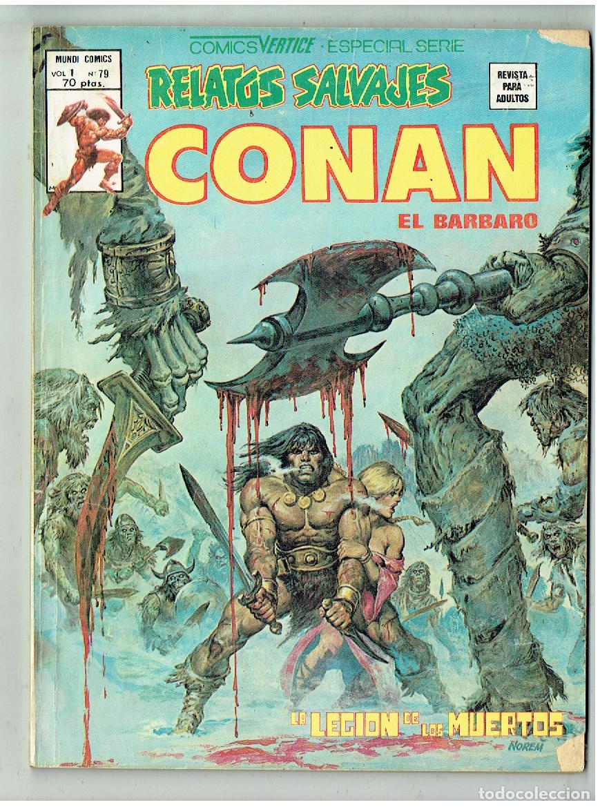 C&oacute;mics: RELATOS SALVAJES. CONAN EL B&Aacute;RBARO. Vol.1 N&ordm; 79. MUNDI COMICS/ VERTICE 1980.(B/56.1 RUM)