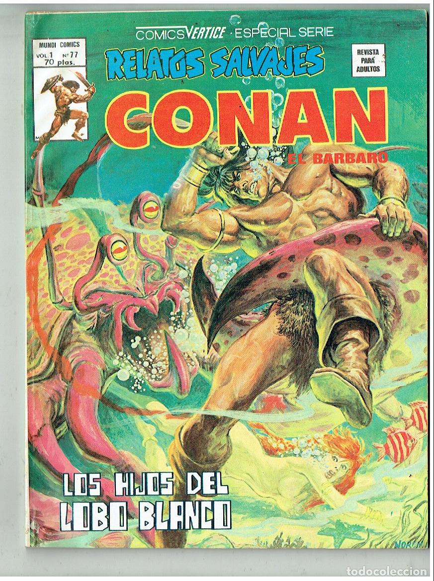 C&oacute;mics: RELATOS SALVAJES. CONAN EL B&Aacute;RBARO. Vol. 1 N&ordm; 77. MUNDI COMICS/ VERTICE 1980.(B/56.1 RUM)