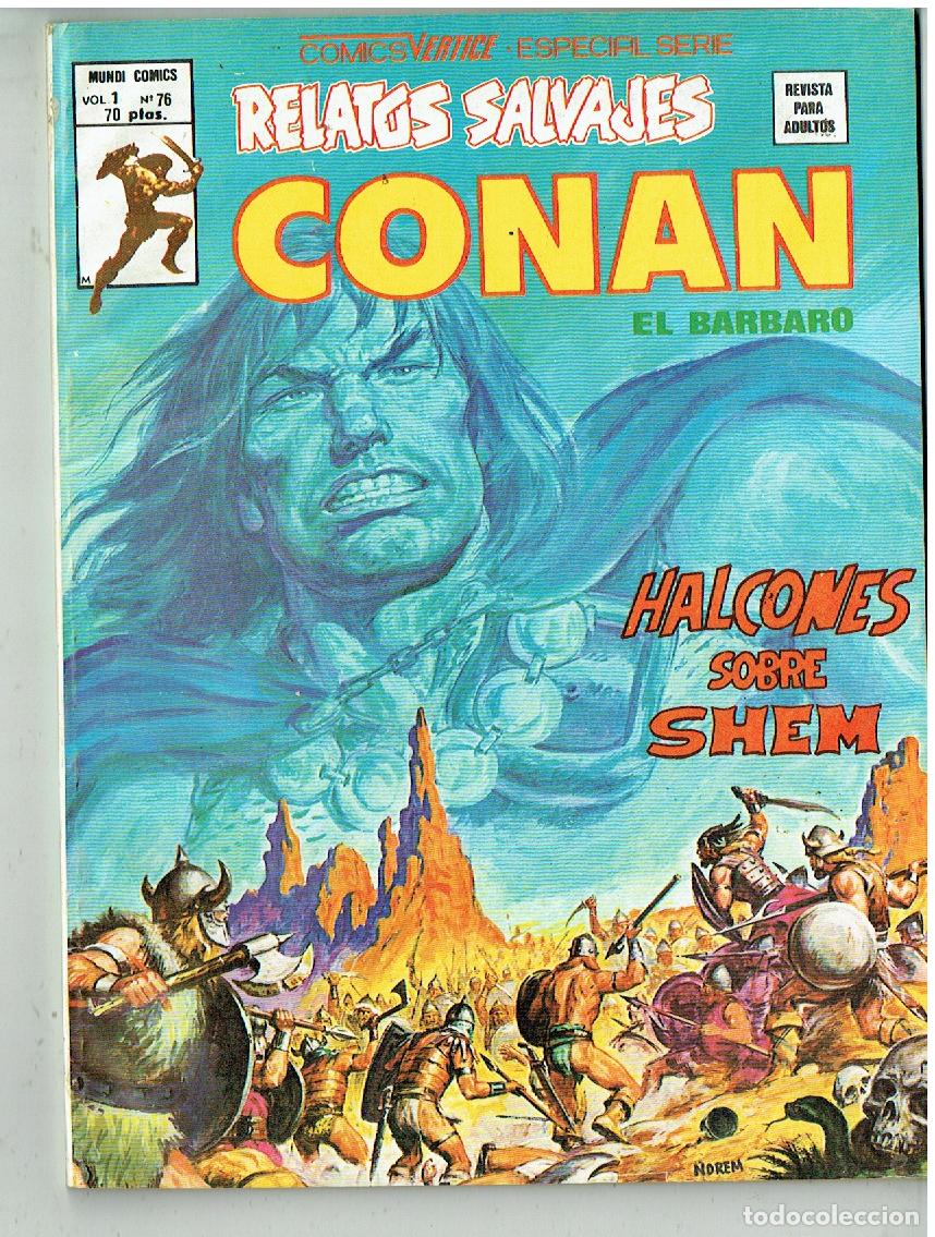 C&oacute;mics: RELATOS SALVAJES. CONAN EL B&Aacute;RBARO. Vol. 1 N&ordm; 76. MUNDI COMICS/ VERTICE 1980.(B/56.1 RUM)