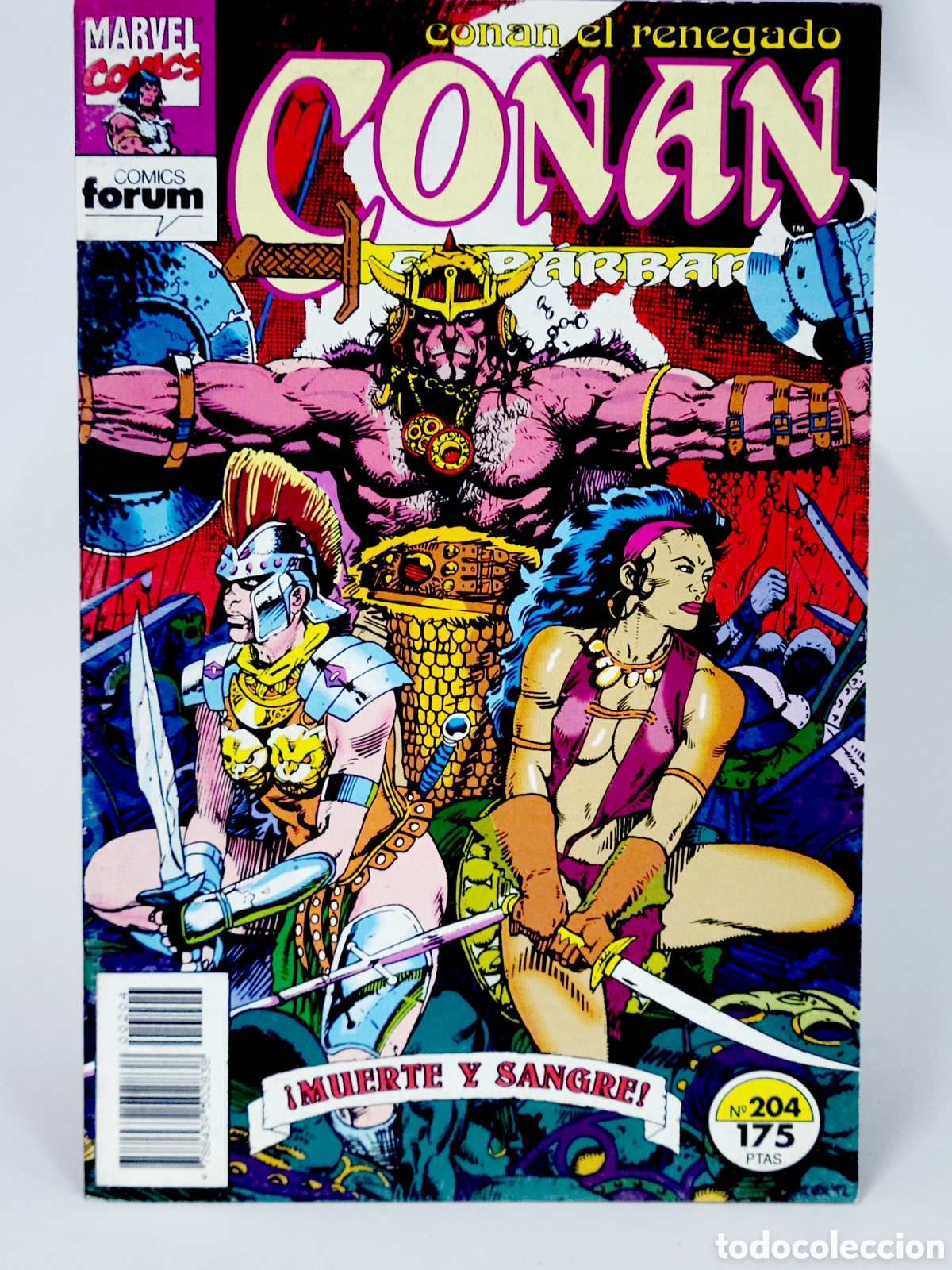 Comics: C&Oacute;MIC CONAN EL B&Aacute;RBARO 204 CONAN EL RENEGADO MUERTE SANGRE FORUM MARVEL GRAPA CASI EXCELENTE ESTADO