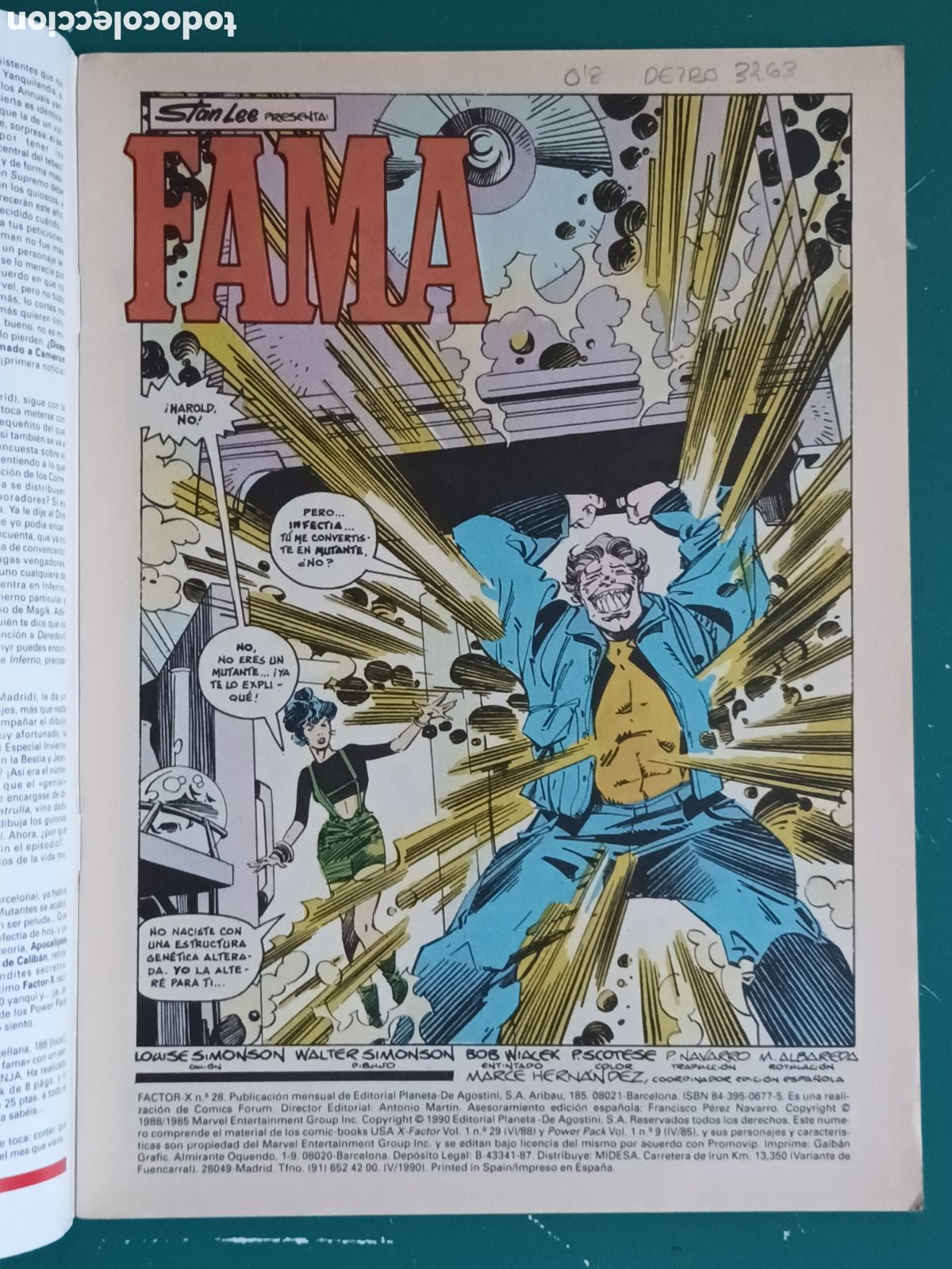 C&oacute;mics: Factor-X vol. 1 N&ordm; 28 FORUM - MARVEL 1990 P&oacute;ster Capa y Pu&ntilde;al. Power Pack - Foto 2