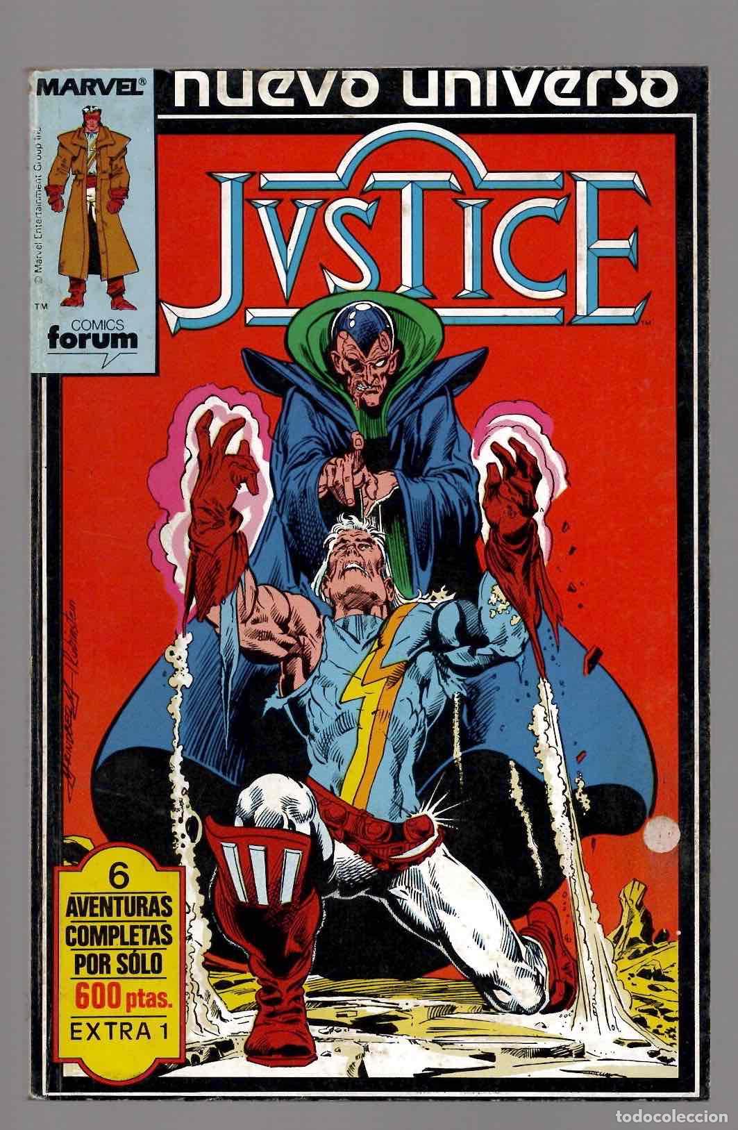 C&oacute;mics: NUEVO UNIVERSO JUSTICE EXTRA 1. 6 AVENTURAS COMPLETAS. FORUM PLANETA 1988