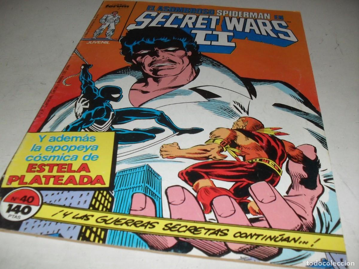 C&oacute;mics: SECRET WARS N&ordm; 40,SPIDERMAN:RETO AL TODOPODEROSO,CON ESTELA PLATEADA,DE 50.FORIM,1984
