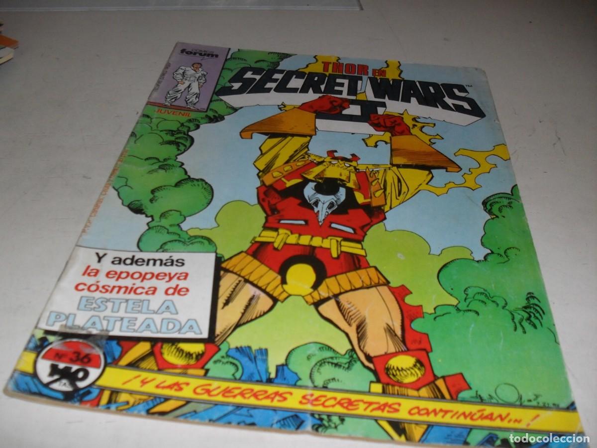 Fumetti: SECRET WARS N&ordm; 36,THOR:ESTA MALDITA TIERRA,CON ESTELA PLATEADA,DE 50.FORUM,1984
