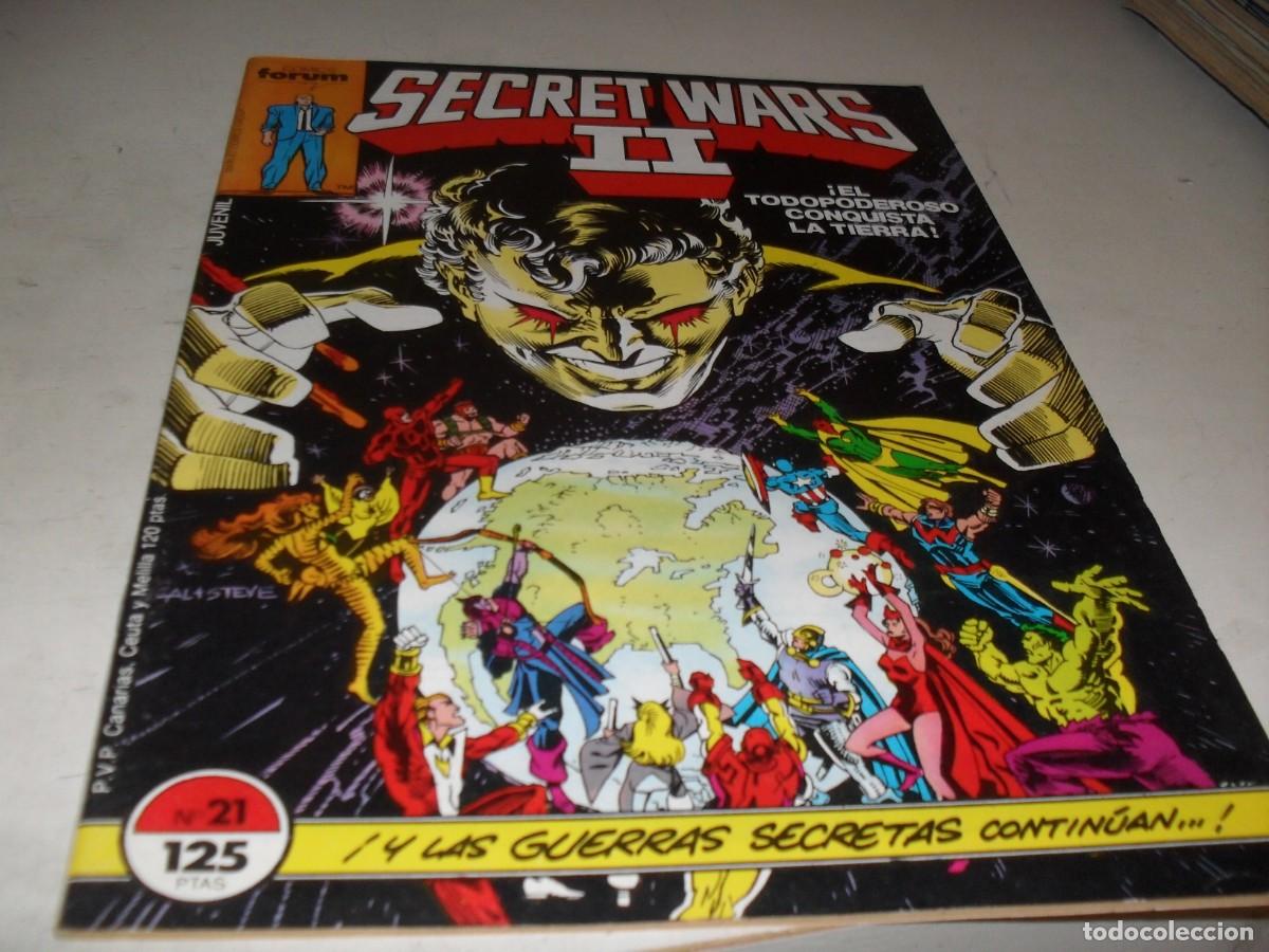 C&oacute;mics: SECRET WARS N&ordm; 21,Y LAS GUERRAS SECRETAS CONTINUAN,CON ESTELA PLATEADA,DE 50.FORUM,1984