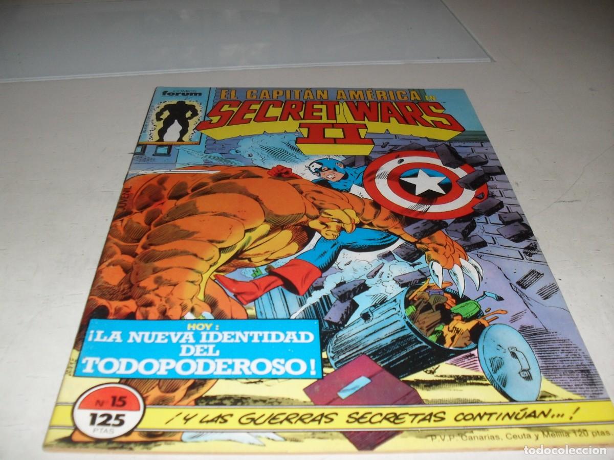 C&oacute;mics: SECRET WARS N&ordm; 15,CAPITAN AMERICA:EL CUERPO EN CUESTION,CON ESTELA PLATEADA,DE 50.FORUM,1984