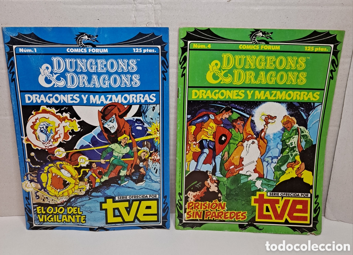 Comics: LOTE 2 DRAGONES Y MAZMORRAS. N&Uacute;MEROS 1 Y 4. DUNGEONS & DRAGONS. FORUM. 1985. SIN LEER.