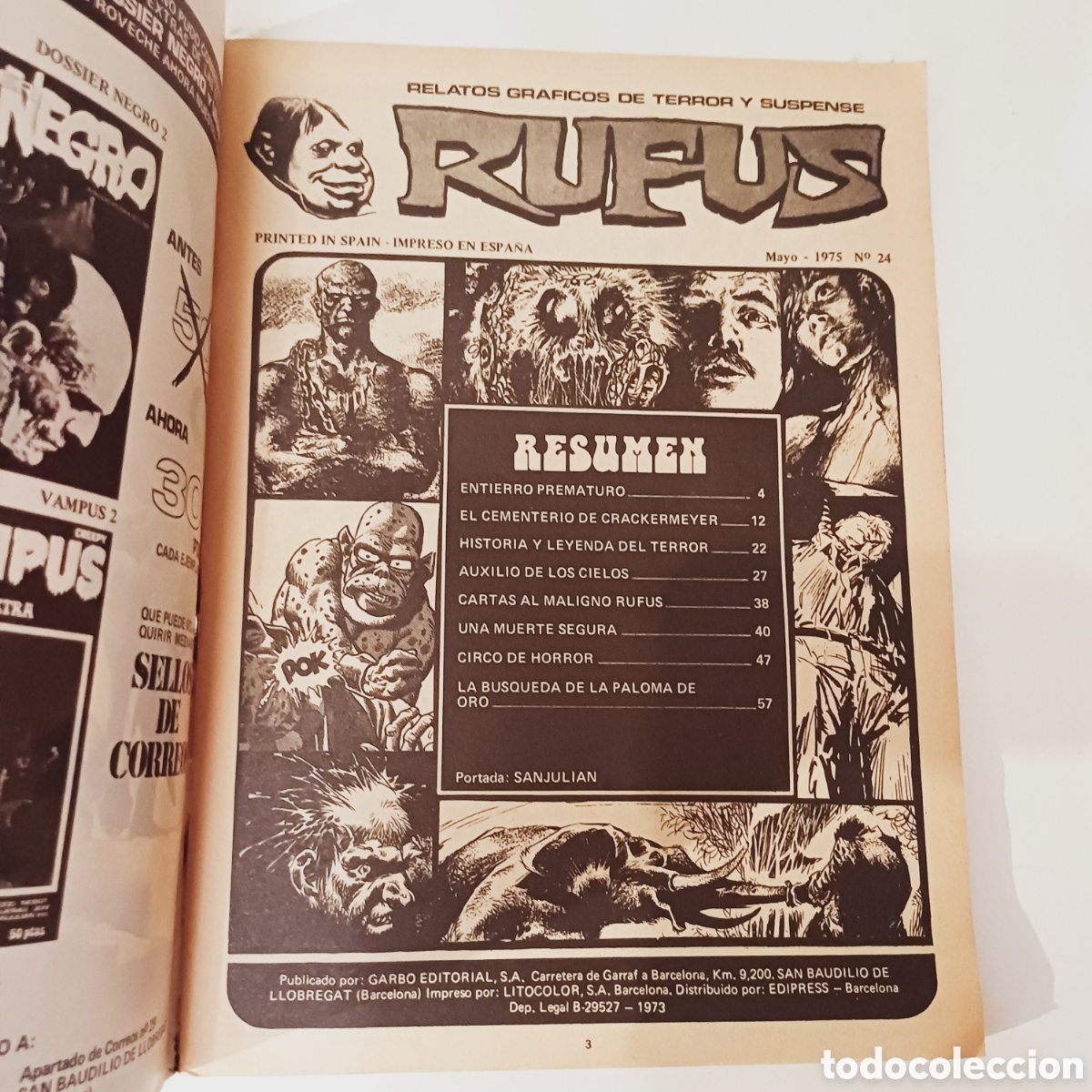 C&oacute;mics: Comic de terror RUFUS N&ordm; 24 - Ed. GARBO - Mayo 1975 - Foto 2