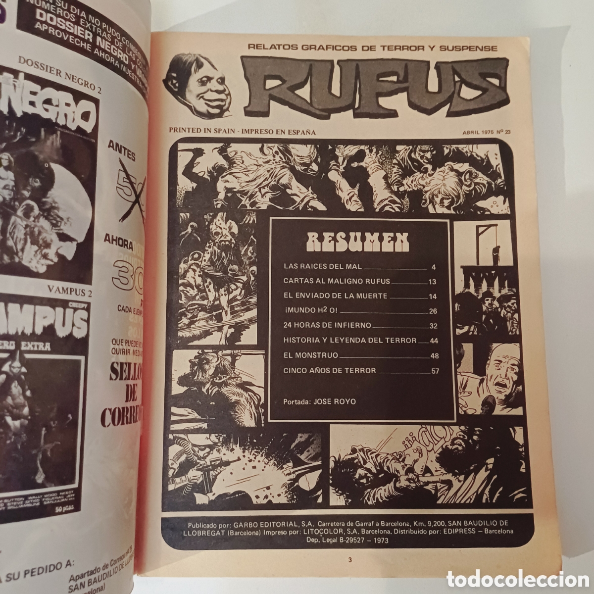 C&oacute;mics: Comic de terror RUFUS N&ordm; 23 - Ed. GARBO - Abril 1975 - Foto 2