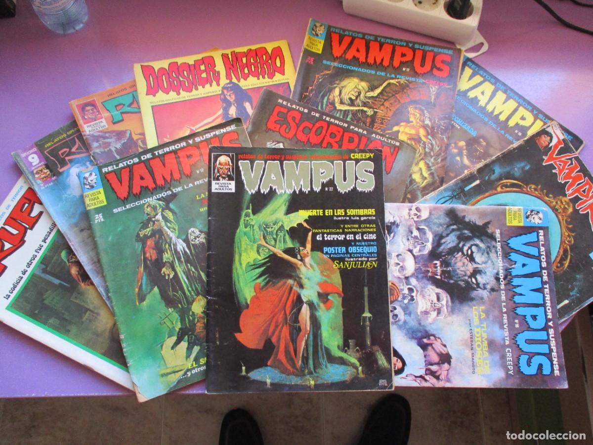 C&oacute;mics: LOTE 11 COMICS, VAMPUS (CON POSTERS) RUFUS, VAMPIRELLA, ESCORPI&Oacute;N DOSSIER NEGRO