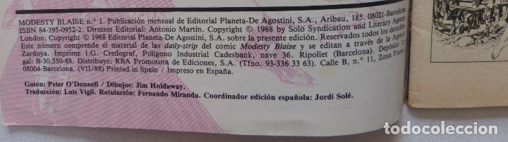 C&oacute;mics: Comic Modesty Blaise,Numero 1,Marvel,Forum Comics,1988 - Foto 3