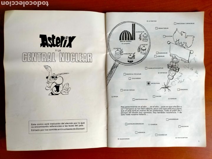 C&oacute;mics: ASTERIX Y LA CENTRAL NUCLEAR 1980. Antinucleares - Foto 2