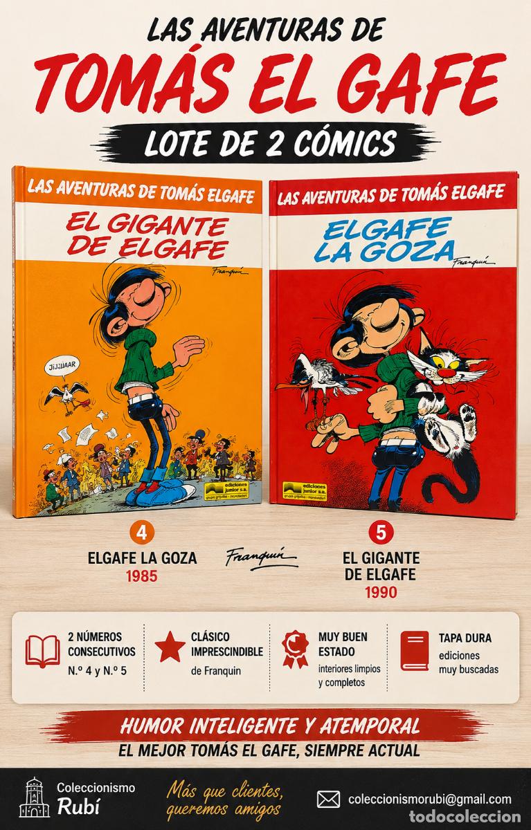 C&oacute;mics: LOTE 2 C&Oacute;MICS TOM&Aacute;S EL GAFE | ELGAFE LA GOZA N.&ordm; 4 + EL GIGANTE DE ELGAFE N.&ordm; 5 | ED. JUNIOR