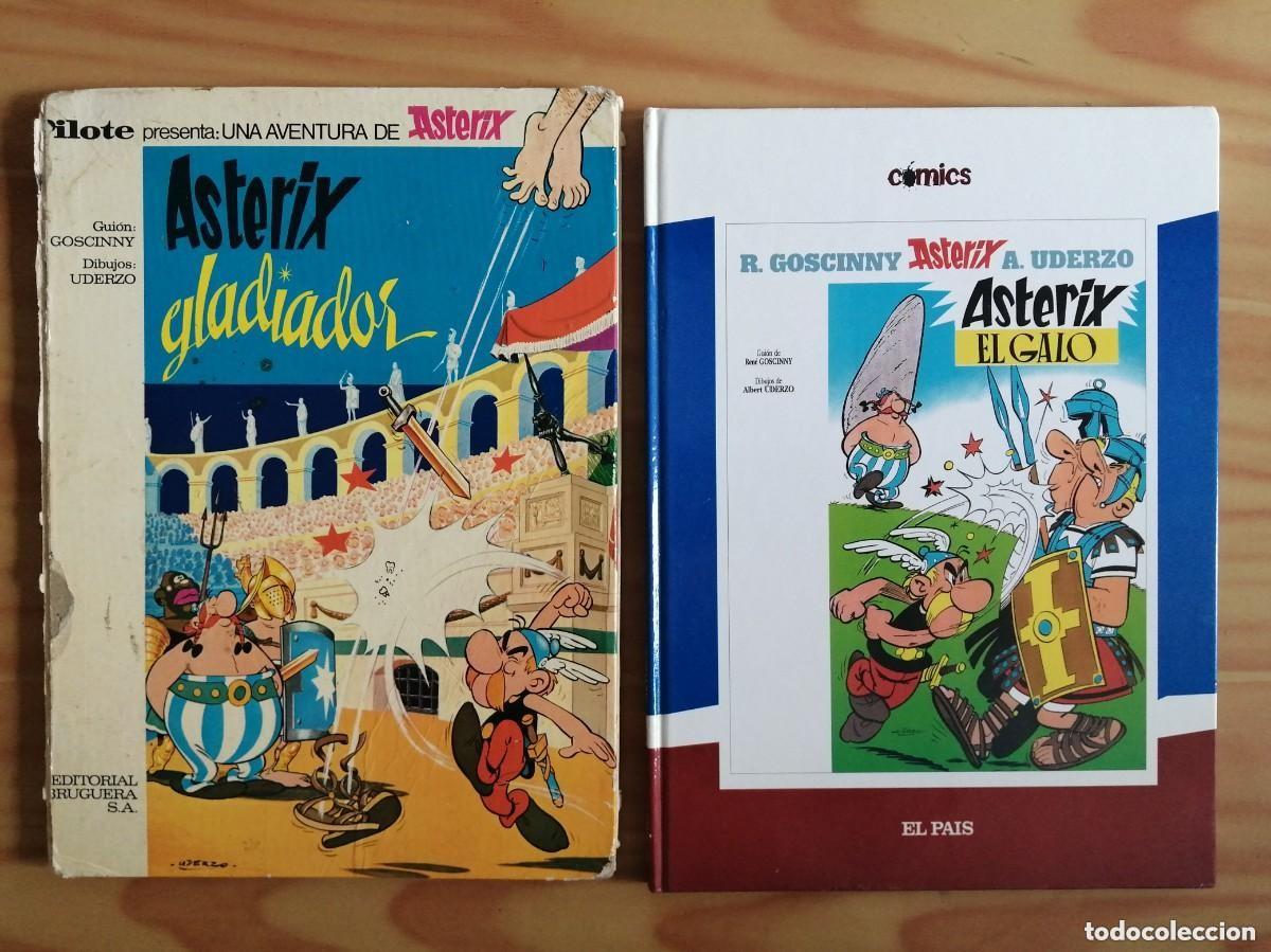 C&oacute;mics: 2 LIBROS ASTERIX Y OBELIX - ASTERIX EL GLADIADOR Y ASTERIX EL GALO - BRUGUERA 1968