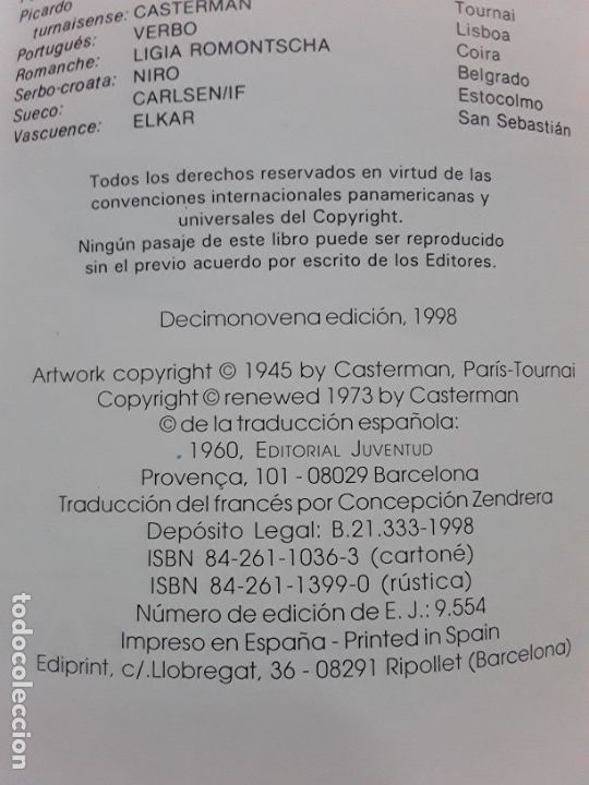 C&oacute;mics: Tintin el tesoro de rackham el rojo,juventud,1998 - Foto 2