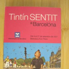 Cómics: TINTIN-TINTIN SENTIT A BARCELONA-BIBLIOTEQUES DE BARCELONA-ANY 2007-TARJETA PUBLICIDAD-(100.333). Lote 389839479