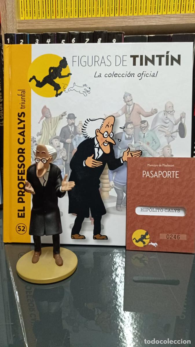 C&oacute;mics: Figura Tint&iacute;n Profesor C&aacute;lix (Hip&oacute;lito Calys) triunfal + libro + pasaporte