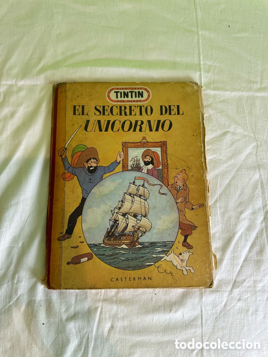 C&oacute;mics: &Aacute;lbum original Tint&iacute;n El secreto del Unicornio El medall&oacute;n Herg&eacute; Casterman primera edici&oacute;n
