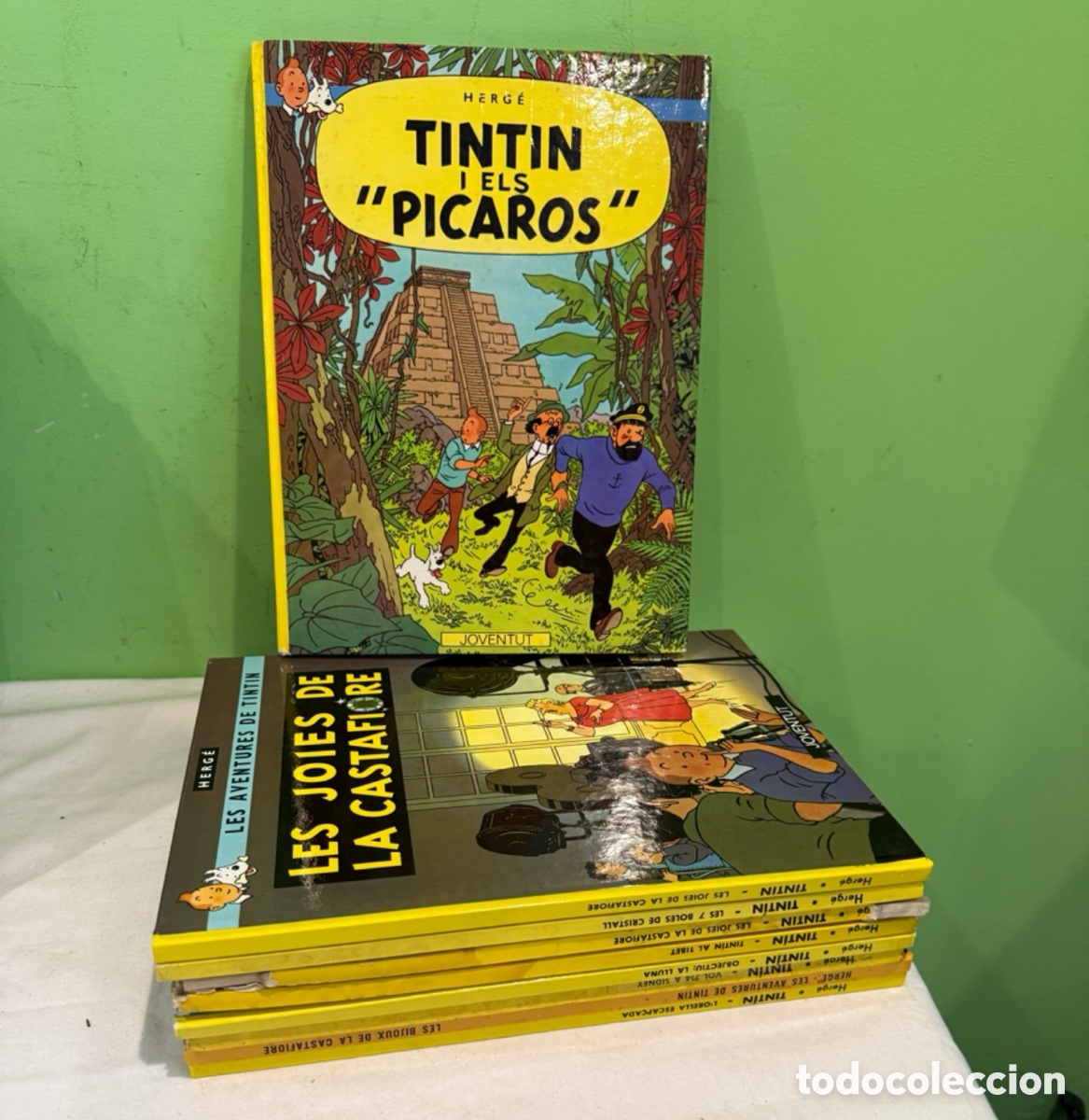 C&oacute;mics: lote de 9 &aacute;lbumes c&oacute;mic Tint&iacute;n Herg&eacute; tapa dura colecci&oacute;n vintage Editorial Juventud idioma catal&aacute;n.