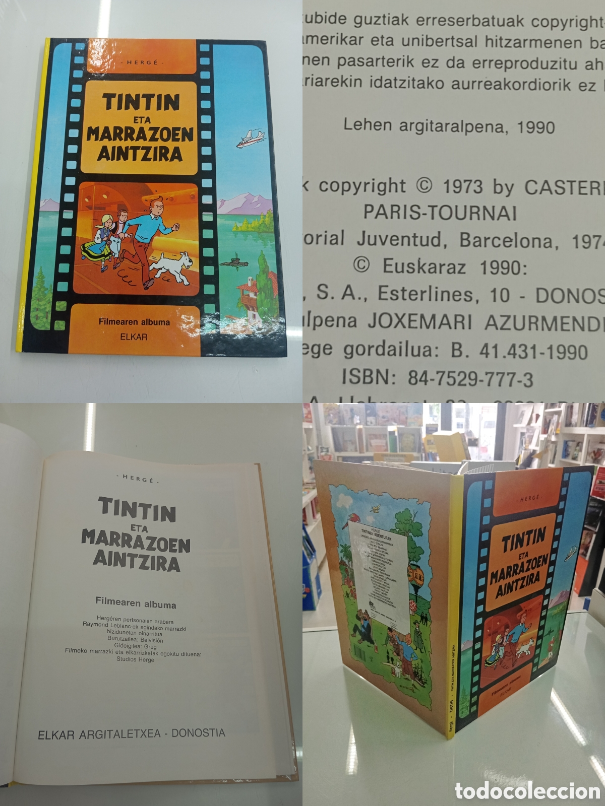 C&oacute;mics: TINTIN ETA MARRAZOEN AINTZIRA 1&ordf; PRIMERA EDICION EUSKERA VASCO LEHEN ARGITARALPENA ELKAR 1990 HERGE