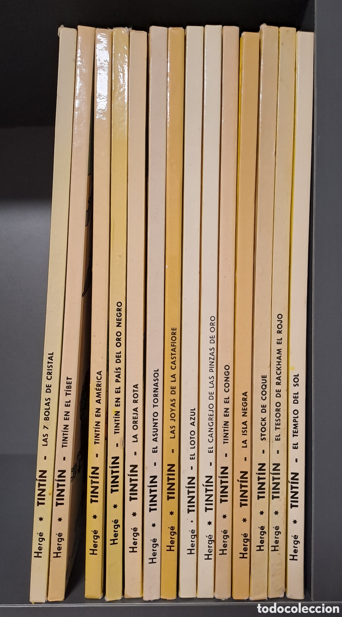 C&oacute;mics: Lote 14 Tintin a&ntilde;os 1974-1977 Lomo Blanco (ver Descripci&oacute;n)