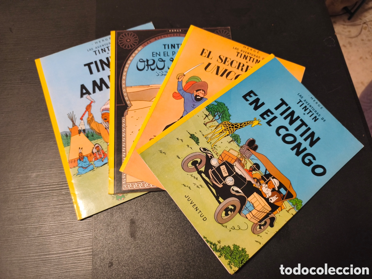C&oacute;mics: TINTIN EN AMERICA,TINTIN EN EL CONGO,TINTIN EN EL PAIS DEL ORO NEGRO,TITIN EL SECRETO DEL UNICORNIO