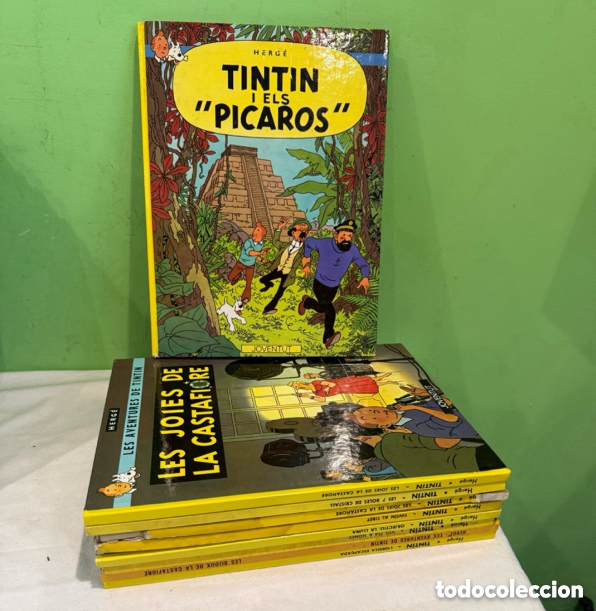 C&oacute;mics: lote de 9 &aacute;lbumes c&oacute;mic Tint&iacute;n Herg&eacute; tapa dura colecci&oacute;n vintage Editorial Juventud idioma catal&aacute;n.