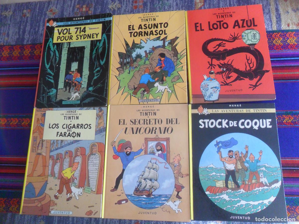 C&oacute;mics: TAPA DURA TINTIN STOCK DE COQUE SECRETO UNICORNIO CIGARROS FARA&Oacute;N LOTO AZUL ASUNTO TORNASOL. REGALO.