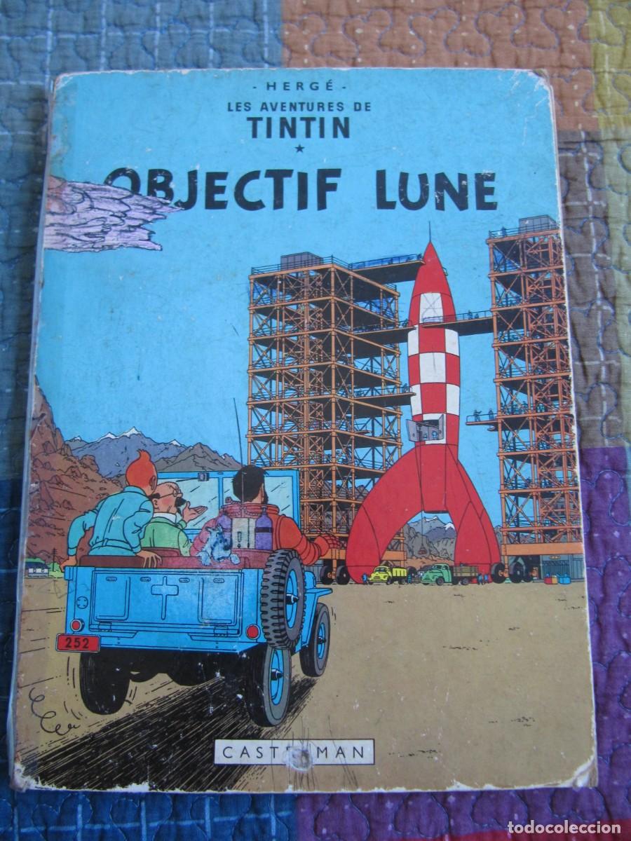 C&oacute;mics: TINTIN OBJETIC LUNE - 1&ordf; EDICION EN FRANCES - MUY DA&Ntilde;ADO