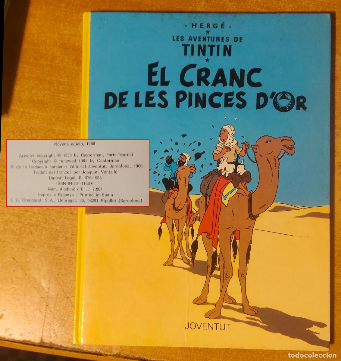 C&oacute;mics: Comic Les Aventures de Tintin. El Cranc de les Pinces D'or .Texto en catal&aacute;n.