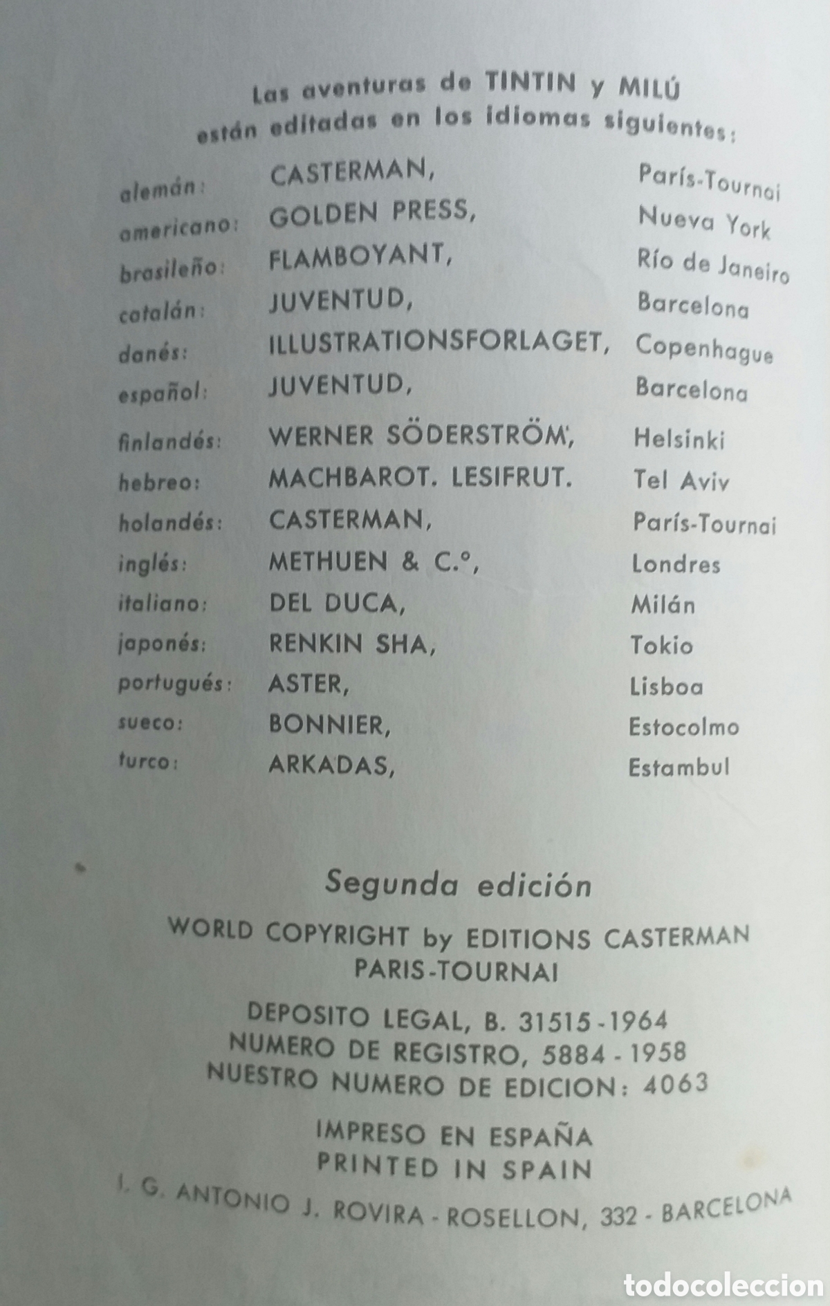 C&oacute;mics: TINTIN EL CETRO DE OTTOKAR - 2a. EDICION 1964 - Foto 2