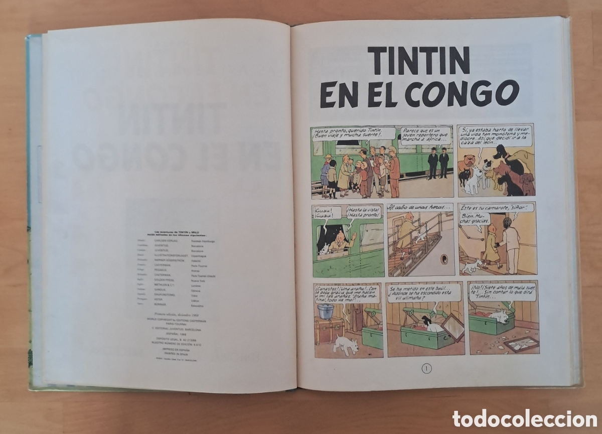 C&oacute;mics: TINTIN EN EL CONGO Primera Edici&oacute;n Juventud lomo de tela Diciembre 1968 - Foto 7