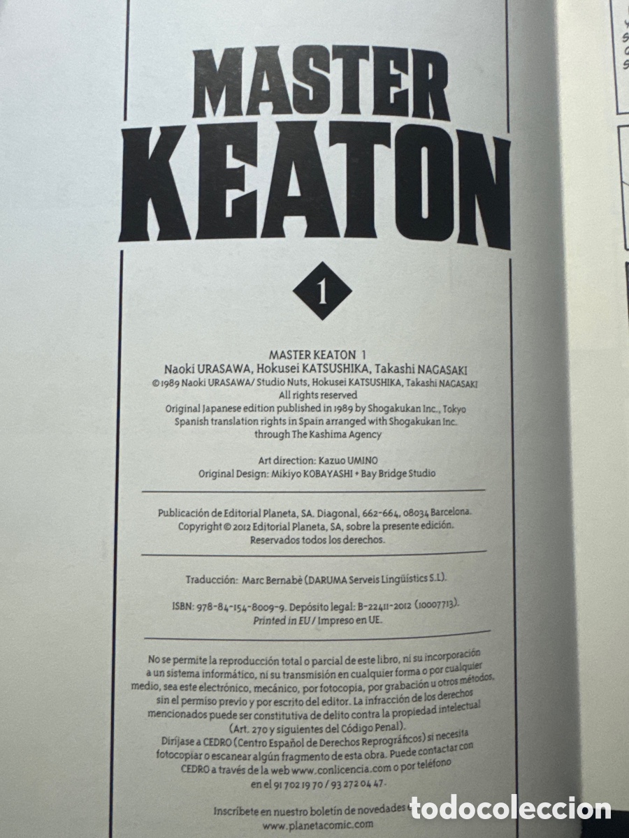 C&oacute;mics: 1.MASTER KEATON NAOKI URASAWA PLANETA COMICS 2012 - Foto 3