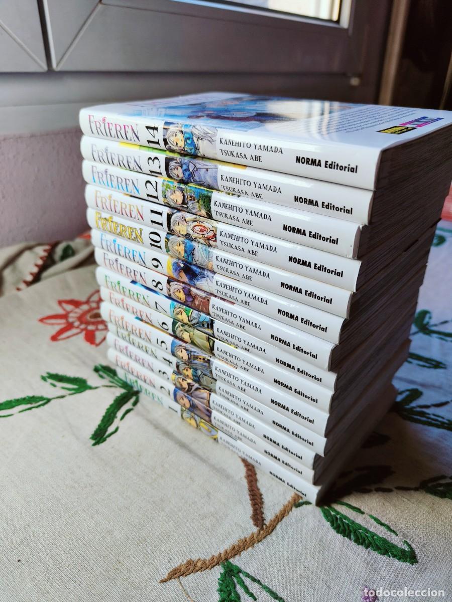 C&oacute;mics: Colecci&oacute;n Frieren. Completa n&uacute;meros 1 al 14 + especial baraja Cartas y figura Gooyeh Eisen. Norma.