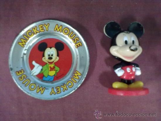 C&oacute;mics: PLATITO DE CHAPA DISNEY Y FIGURA MICKEY MOUSE KELLOG CO. - Foto 1