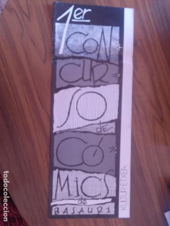 C&oacute;mics: BASES DEL 1 CONCURSO DE COMIC DE BASAURI. TRIPTICO ALARGADO. BUEN ESTADO. RARO - Foto 1