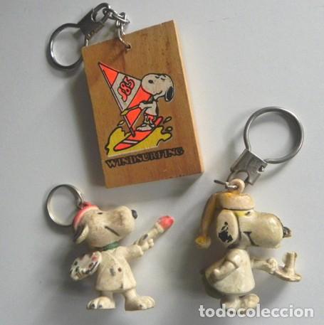 Comics: LOTE LLAVEROS SNOOPY FIGURA GOMA MADERA PERSONAJE DE C&Oacute;MIC LLAVERO PINTOR WINDSURF DEPORTE CON VELA
