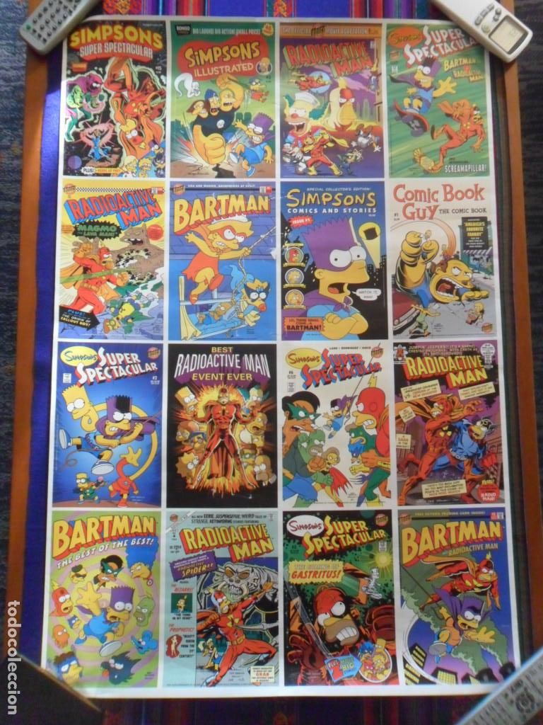 C&oacute;mics: CARTEL P&Oacute;STER LOS THE SIMPSONS COMIC COVERS 91X61 CMS. BART. MARVEL. BONGO COMICS. CORRECTO ESTADO. - Foto 1