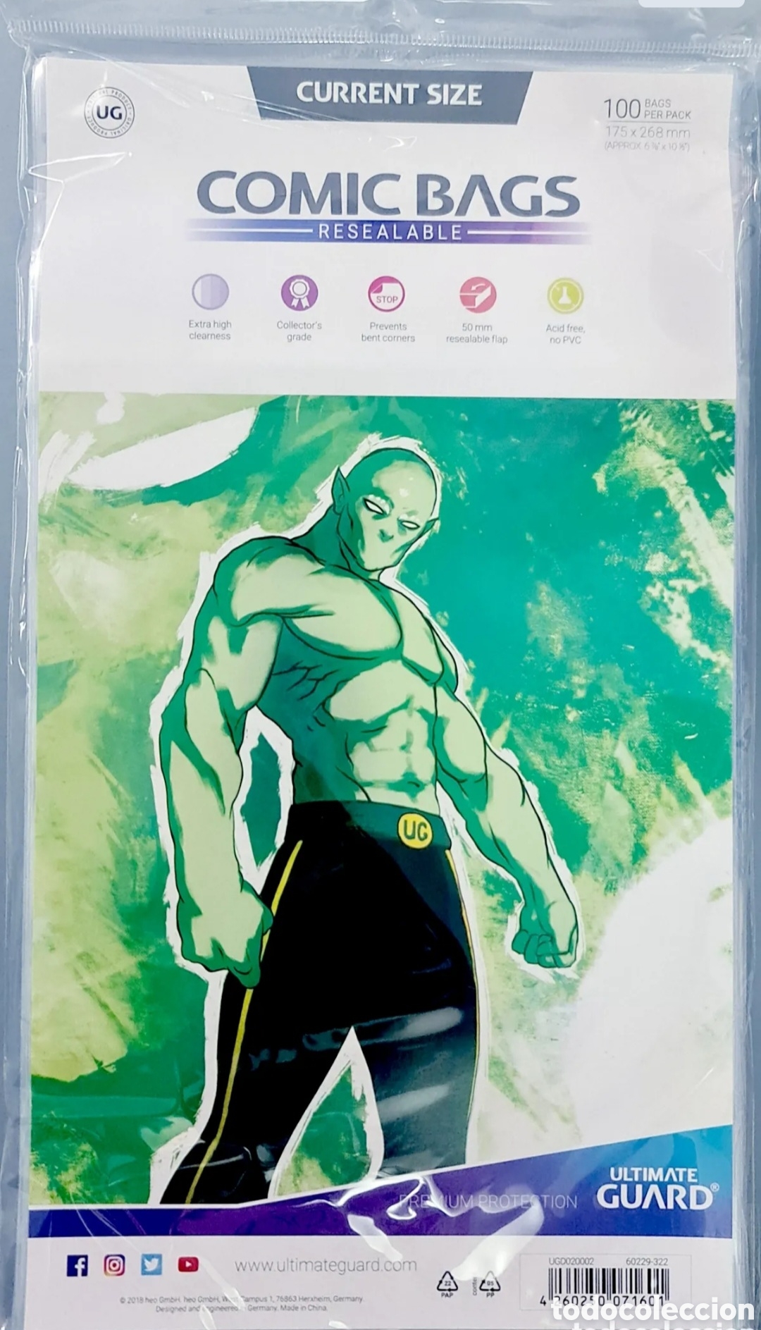 C&oacute;mics: ULTIMATE GUARD COMIC BAGS CURRENT SIZE SOLAPA ADHESIVA BOLSAS FUNDAS COMICS 175x268mm