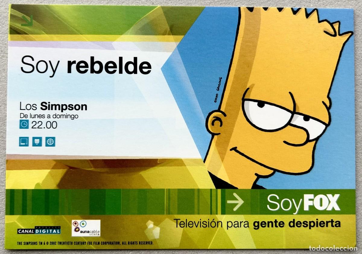 C&oacute;mics: Flyer tipo Postal de LOS SYMPSONS - Burt Simpson - Soy Rebelde La FOX - Foto 1