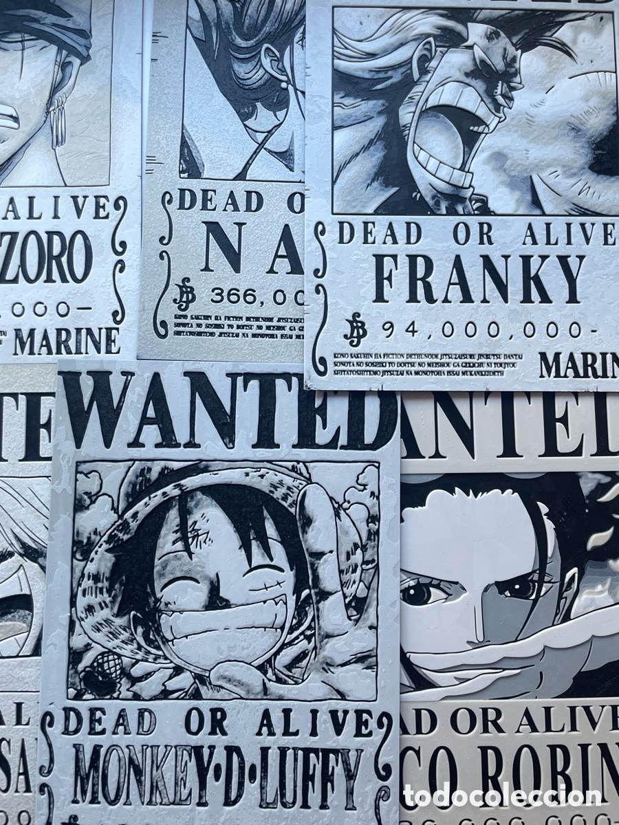 C&oacute;mics: Set 10 Carteles Wanted One Piece - Relieve 3D - Edici&oacute;n Mugiwara