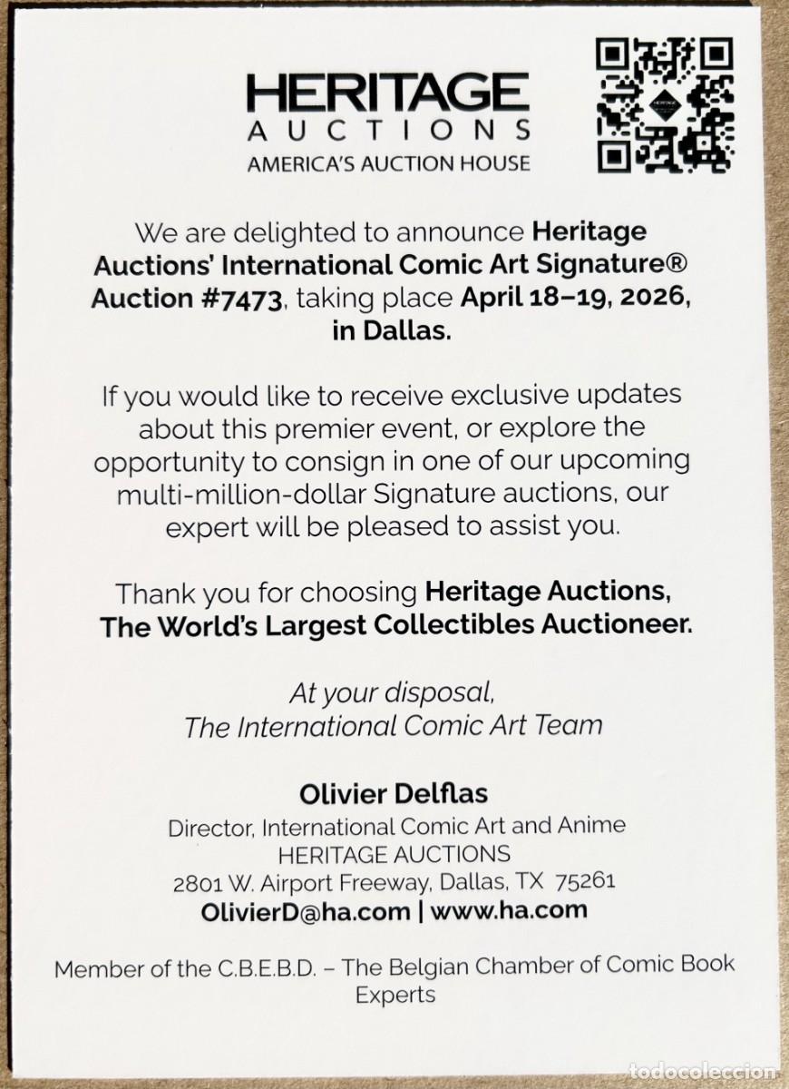 C&oacute;mics: Flyer Tipo Postal Subasta Heritage Abril 2026 - Foto 2
