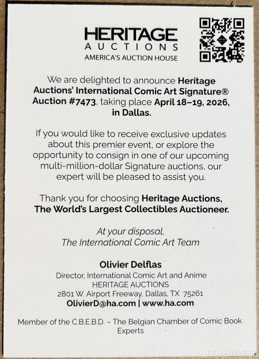 C&oacute;mics: Flyer Tipo Postal Subasta Heritage Abril 2026 - Foto 2