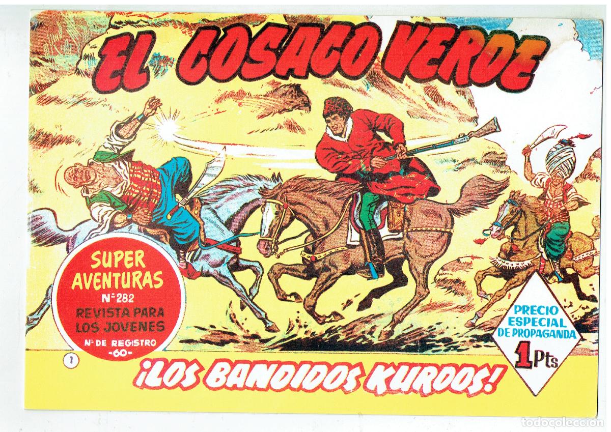 C&oacute;mics: FICHA TAMA&Ntilde;O CUARTILLA DE:COSACO VERDE. &iexcl;LOS BANDIDOS KURDOS!. PORTADA N&ordm; 1. BRUGUERA. (Z/34.1)