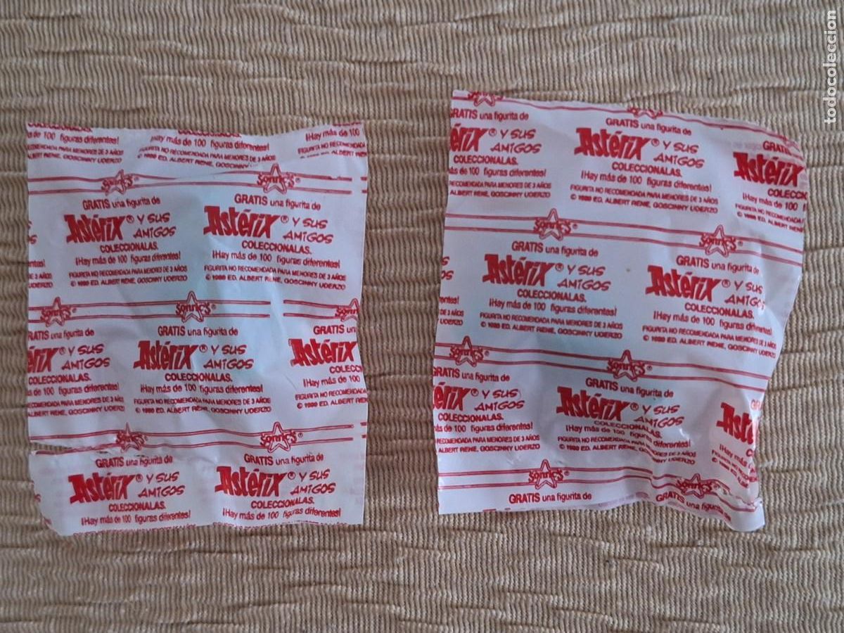 C&oacute;mics: Lote 2 figura tipo dunkin ASTERIX Y AMIGOS SONRICS 1989 SOBRE SORPRESA SIN ABRIR envoltorio cerrado