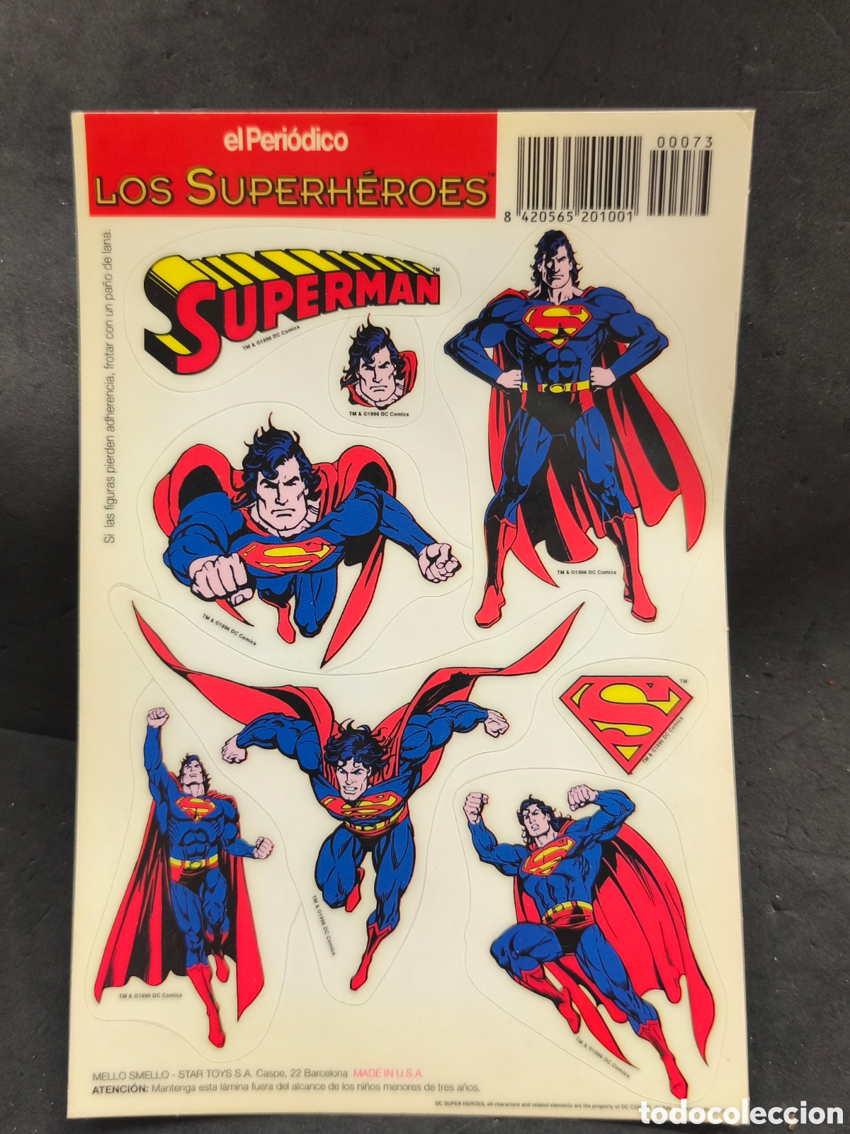 Comics: DC 1996 Superman los superh&eacute;roes l&aacute;mina con pegatinas