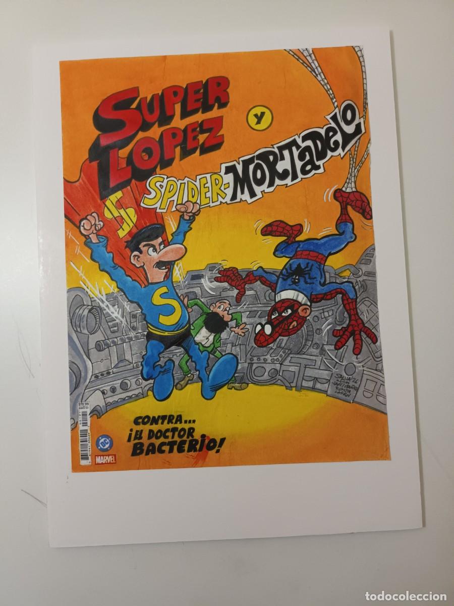 C&oacute;mics: Super L&oacute;pez vs. Mortadelo. Dibujo original