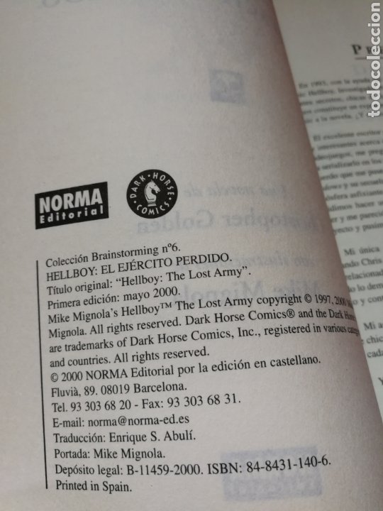 Cómics: HELLBOY LIBRO EL EJÉRCITO PERDIDO. NORMA EDITORIAL. 1ª EDICIÓN AÑO 2000 - Foto 4 - 196504146